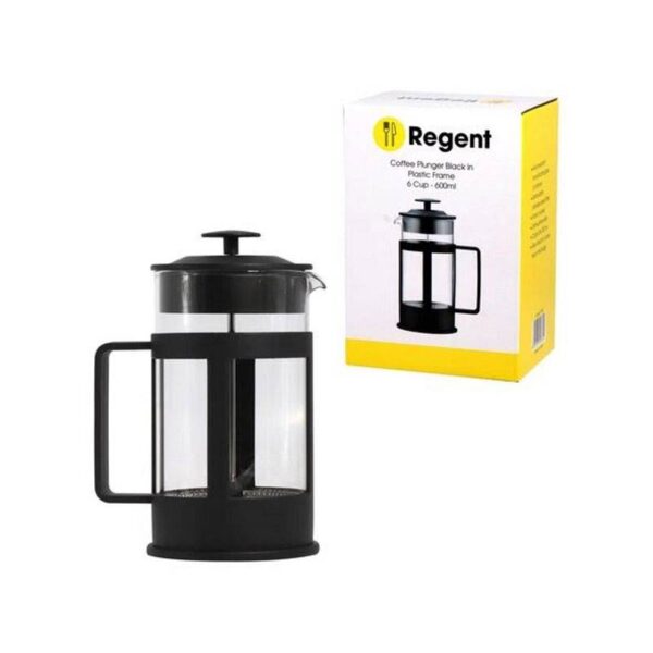 Regent Coffee Plunger – Black 6 Cup 600ml