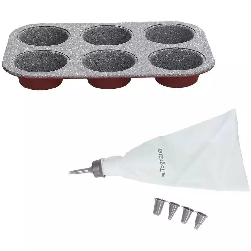 Tognana Sweet Cherry 6 Muffin Set with Piping Bag and Nozzles
