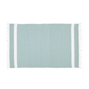 Amelia Jackson Cotton Dhurrie Tabby Rug - Eggshell/White Stripe