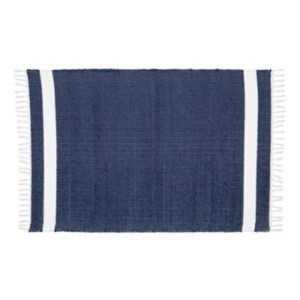 Amelia Jackson Dhurrie Tabby Rug -Navy/White Stripe