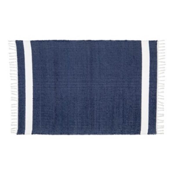 Amelia Jackson Dhurrie Tabby Rug -Navy/White Stripe