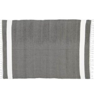 Amelia Jackson Dhurrie - Charcoal/White Stripe
