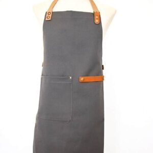 PdJ Cotton Canvas & Leather Aprons - Grey