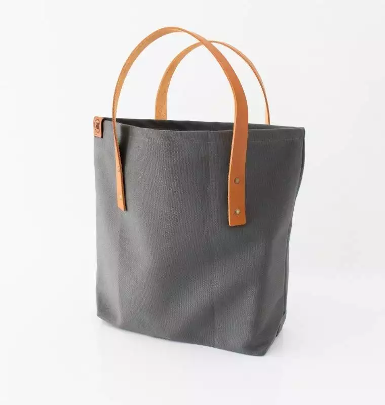 PdJ Canvas & Leather Shopping Bag – Grey