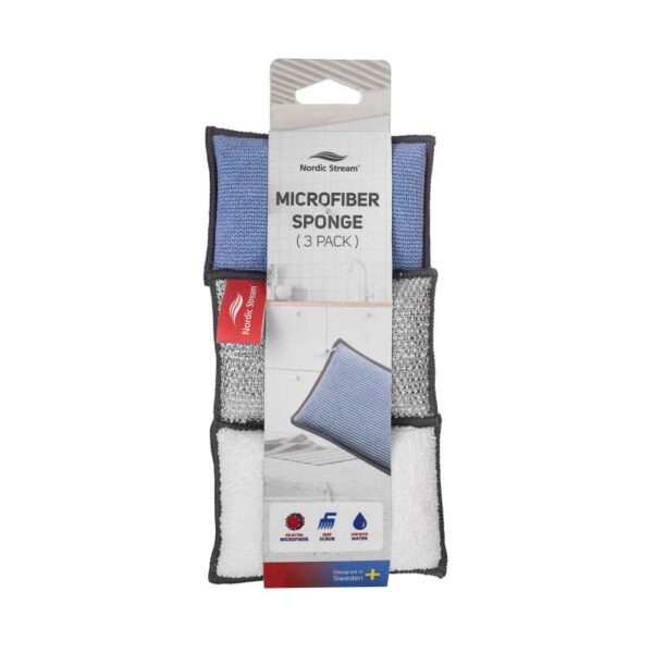 Nordic Stream Microfibre Sponge Pack of 3