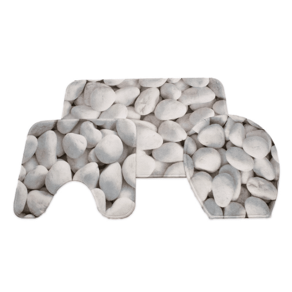 Waltex 3 Piece Bath Mat Set - Pebbles 1