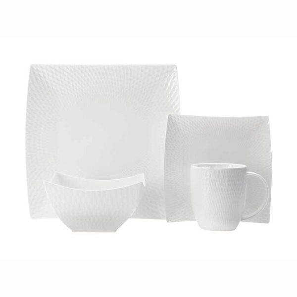 Maxwell & Williams White Basics Diamonds Square Dinner Set 16 Piece