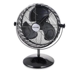 Goldair 12 Inch Black Chrome Metal Desk Fan Goldair 12 Inch Black Chrome Metal Desk Fan