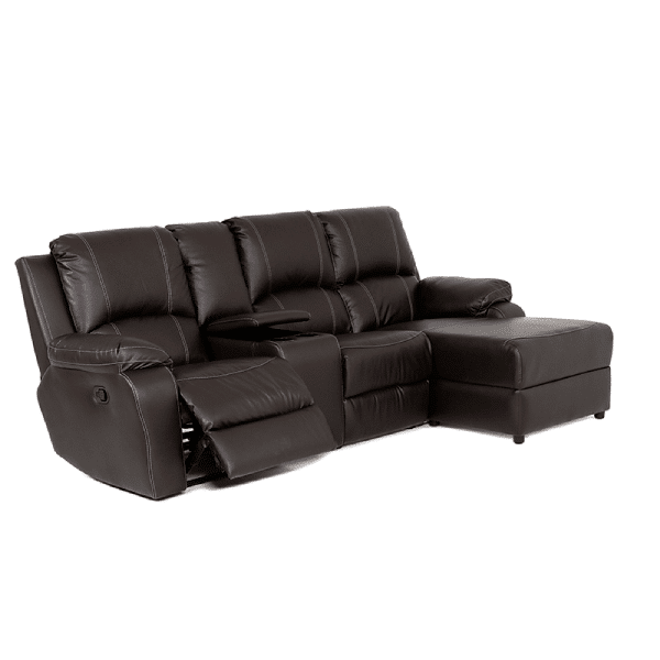 Calgan Lyla Leather Upper 4 Piece, 1 Action With Chaise – Brown Calgan Lyla 4 Piece Corner Unit