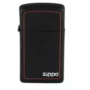 Zippo Slim Black Matte with Red Border