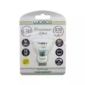 Luceco LGW5G37/3-LE 3PK GU10 Glass LED Lamp