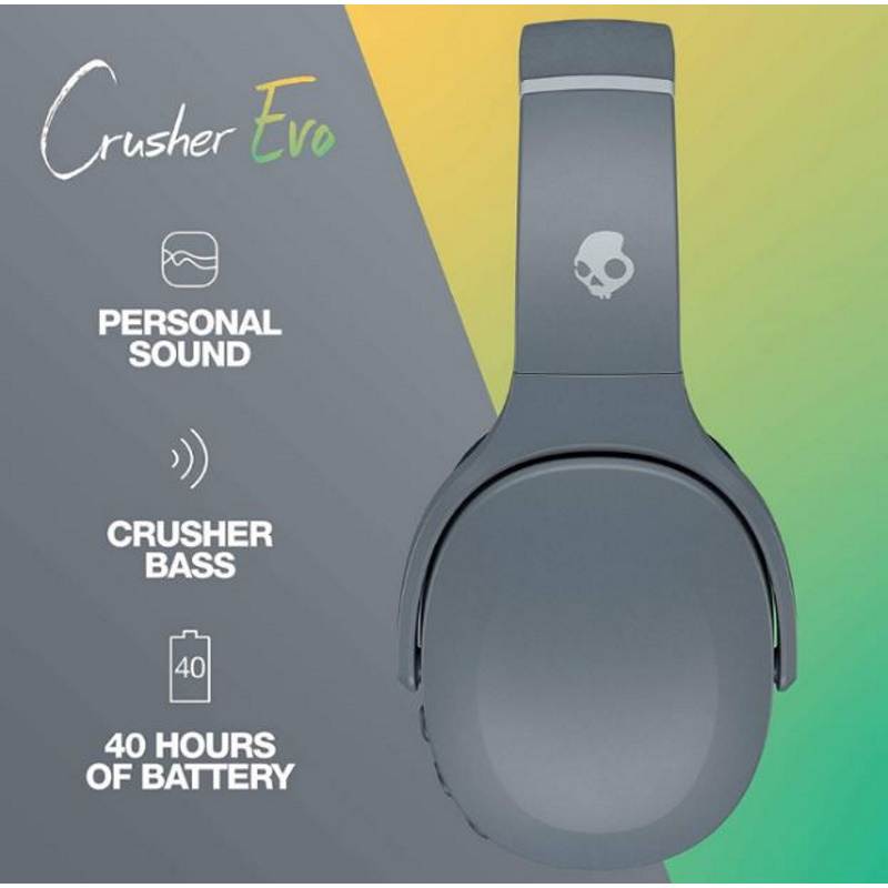 Skullcandy Crusher Evo Wireless Over-Ear Head Phones Chill Grey - Friedman  & Cohen