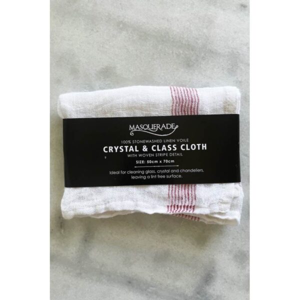 Red Stripe Crystal & Glass Linen Voile Cloth Red Stripe Crystal & Glass Linen Voile Cloth