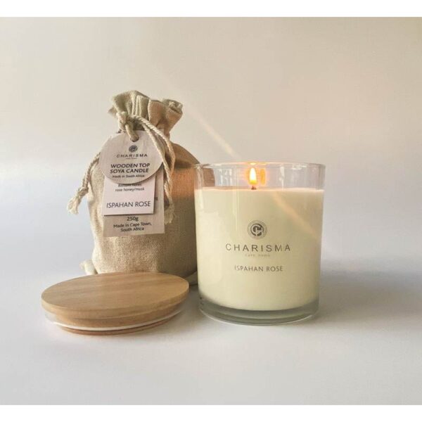 Charisma Wooden Top Soya Candle, Ispahan Rose 250g Charisma Wooden Top Soya Candle, Ispahan Rose 250g