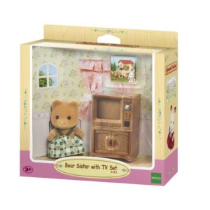 Sylvanian Families Bear Sister With Tv Set EB