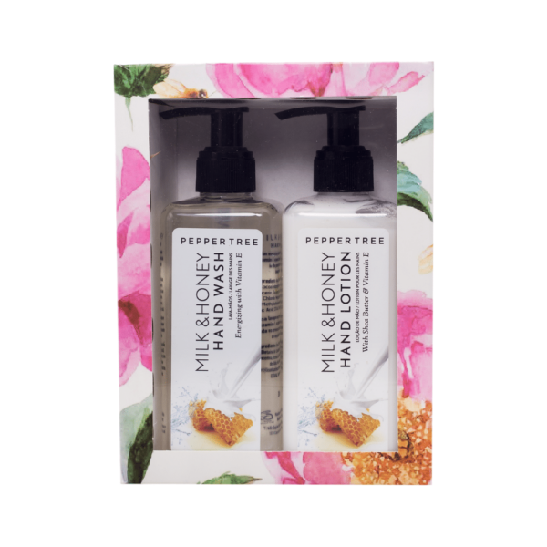 Pepper Tree Body Essentials Milk & Honey Hand Wash & Lotion Set 300 ml Pepper Tree Body Essentials Milk & Honey Hand Wash & Lotion Set 300 ml