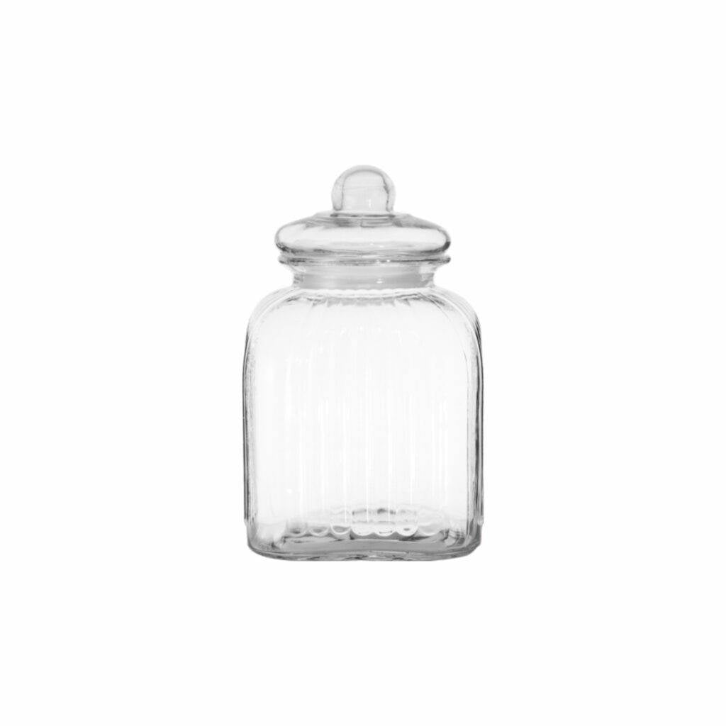 Square Ribbed Glass Regent Square Ribbed Glass Canister With Glass Lid, 3.65LT - Friedman ...