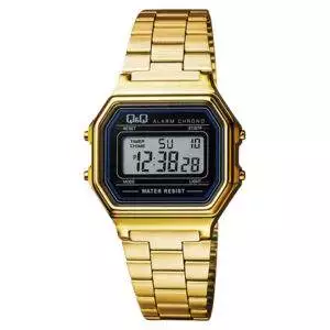 Q&Q Digital Golden & Black Water Resistant Unisex Watch