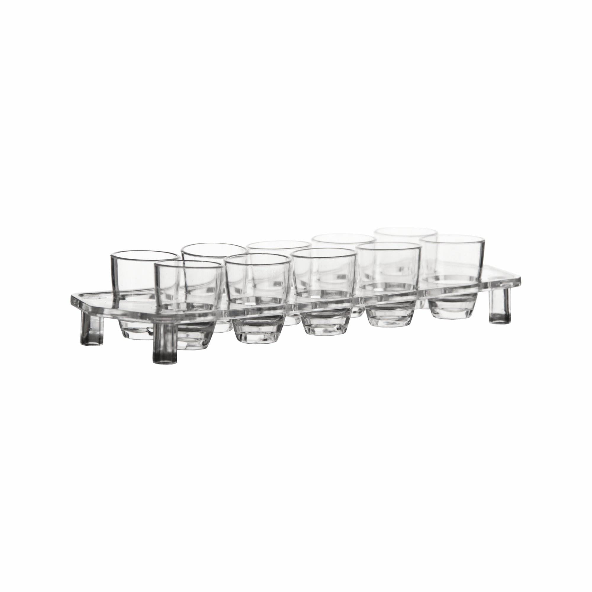 Bar Butler 10 Clear Plastic Shot Glasses On Tray, 25ML Friedman & Cohen