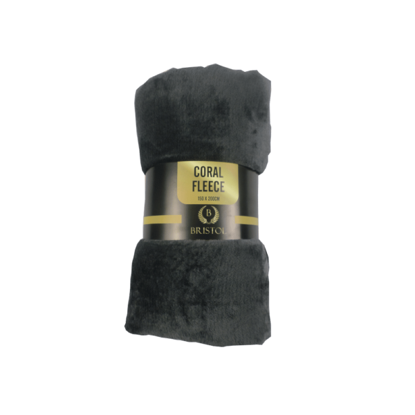 Bristol Coral Fleece Throw Dark Grey