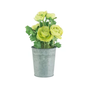 GREEN ARRANGEMENT METAL VASE 23CM