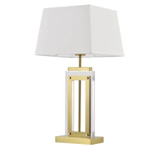 Bright Star Lighting TL691 Metal Table Lamp With White Fabric Shade