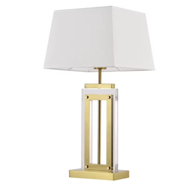 Bright Star Lighting Table Lamp With Beige Shade TL691 Bright Star Lighting TL691 Metal Table Lamp With White Fabric Shade
