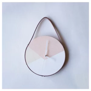 Pink And White Diagonal Design Nordic Clock