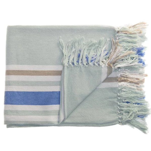Haven & Earth Protea Pinstripe Miami Throw Haven & Earth Protea Pinstripe Miami Throw - Eggshell / Cobblestone