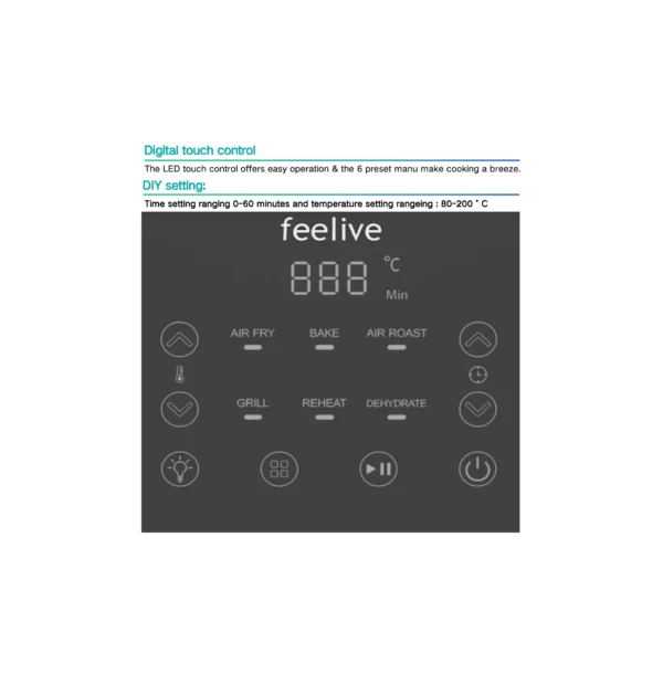 Feelive 5lt with window Air Fryer – AFT05017M-GS Feelive 5lt with window Air Fryer – AFT05017M-GS