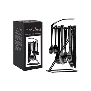 St.James Cutlery Daily 16 Piece Matte Black Hanging Set