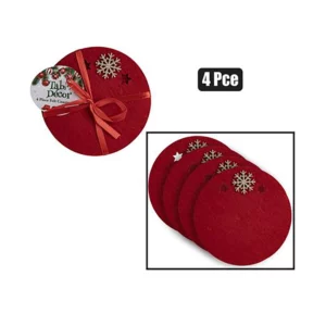 Xmas table decor coasters set felt 4pc