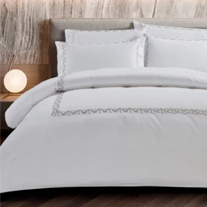 Egyptian Cotton Co Corda Duvet Cover Set - White