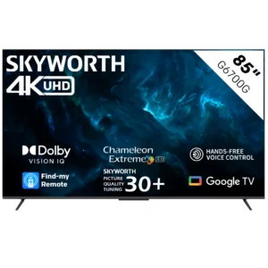 The Skyworth 85'' UHD UHD Google TV is a sleek and innovative addition to your entertainment setup. Its 4K Ultra HD resolution provide stunning picture clarity.