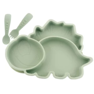 Prestige Silicone Dino Divided Plate and Fork For Kids