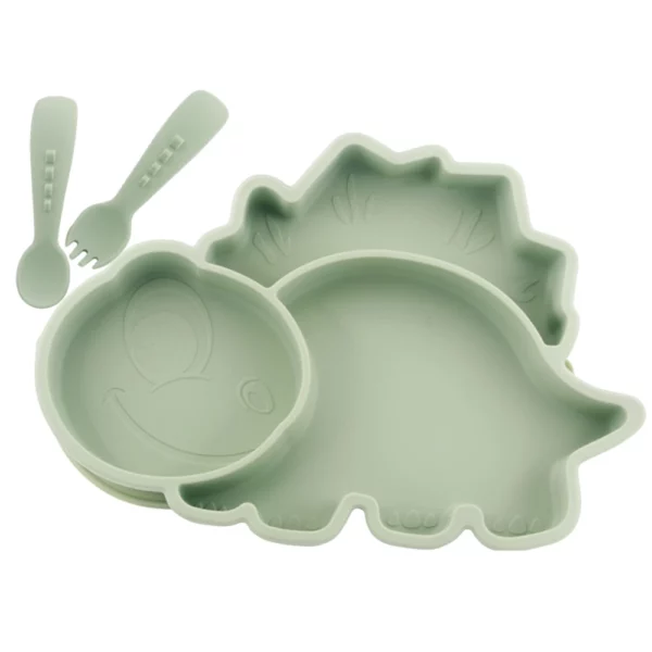 Prestige Silicone Dino Divided Plate and Fork For Kids