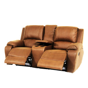 Calgan Lyla Exotic Genuine Leather 3 Piece, 2 Action With Console - Naku Butterscotch