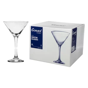 Consol Lyon Stem Champagne Flute 4 Pack, (180ml) Consol Saint-Remy Martini Glass 4 Pack, (250ml)