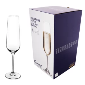 Consol Signature Vienna Crystal Tall Tumbler 4 Pack, (380ml) Consol Signature Vienna Stem Crystal Champagne Flute 4 Pack, (200ml)