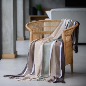 Haven & Earth Protea Pinstripe Throw Cocoa/Coffee