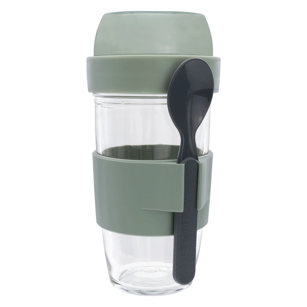 Consol Lugo Layer Lux Cup with Plastic Lid and Grey Spoon, 480ml