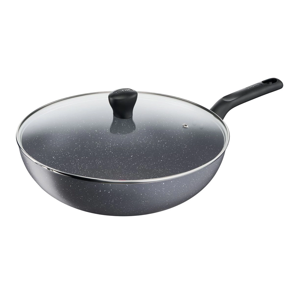 Tefal Natura Stone Effect Wok Pan with Lid 28 cm