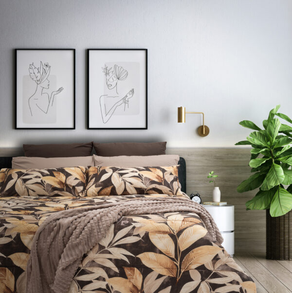 Pierre Cardin Painted Leaves Microfibre Comforter Set Pierre Cardin Painted Leaves Comforter Set