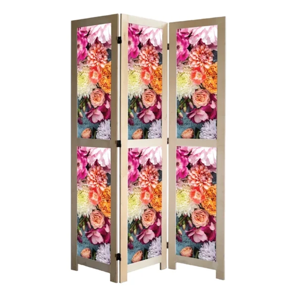 Pink Light Divider Floral Pink Peony And Dahlia Bouquet On Blue Room Divider - Friedman ...